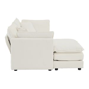 Divano a Due Posti in Ciniglia per Spazi Ridotti con 1 Pouf, Divano Componibile a L con 1 Poggiapiedi per Ambienti Compatti - Product Image 6