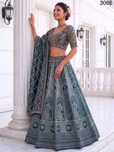 Rivaayat House Presents Heavy Work Designer Floor-Length A-Line Palazzo Style <b>Lehenga</b> Choli with Chiffon and Beading - Product Image 2