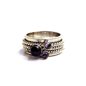 Amethyst <b>Spinner</b> <b>Ring</b> 9.6 Grams Elegant Watch <b>Ring</b> Accessory - Product Image 1