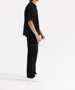 Chemise à manches longues pour homme, imprimé noir, en toile de coton/élasthanne, logo numérique imprimé sur le devant, décontractée, respirante, coupe classique, boutonnée - Product Image 6