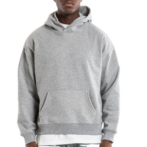 Custom Men's High Quality Cotton French Terry Oversize Hoodie 2025 <b>Thick</b> <b>Fleece</b> Drop Shoulder Plain Blank for Winter - Product Image 2