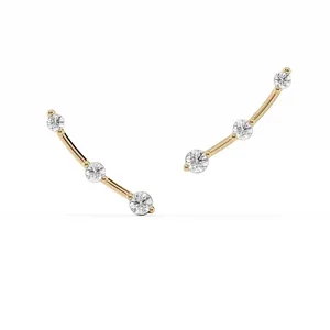 Pendientes de Plata con Tres Diamantes Cultivados en Laboratorio, con Opciones de Oro de 14k, 0.4ct de Cuarataje Total, Certificados por IGI, para Mujeres - Product Image 3