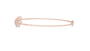 Bracelet abordable en or rose 18 carats avec diamant rond de laboratoire et halo de diamants, idéal pour le quotidien, le bureau, les mariages et les fiançailles pour femme - Product Image 3