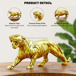 Estatua de Tigre de Latón de Primera Calidad, Hecha a Mano, Estilo Art Deco, Escultura de Animal de Metal, Adorno Decorativo para Mesa, Decoración de Interiores - Product Image 4