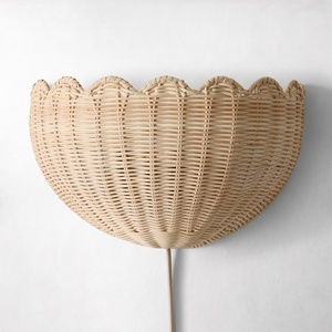 Living room wall <b>light</b> rattan <b>sconce</b> lamp shade wholesale price hand woven lampshade <b>sconces</b> - Product Image 2