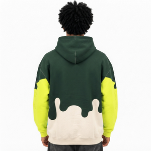 Sudaderas con Capucha Personalizadas con Estampado Gráfico al por Mayor, con Apliques en Contraste, Bloques de Color, Mangas Caídas, de Algodón para Hombre, OEM - Product Image 3