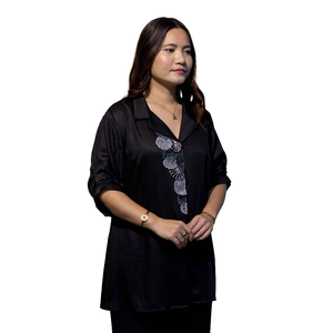 Camisa de Mujer de Algodón Giza Negro Premium, Estilo Casual Elegante para Uso Diario, Proveedor - Product Image 2