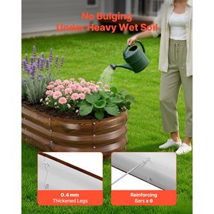 Set di 2 Fioriere Rialzate Ovali in Metallo Zincato 4 X 2 X 1 Piedi, Kit per Giardino Esterno Senza Fondo, Vasi e Fioriere - Product Image 3