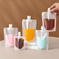 Pochette souple translucide mate personnalisée avec bec verseur, 200 microns, en PET/PE, pour boissons liquides, avec bouchon à vis hermétique