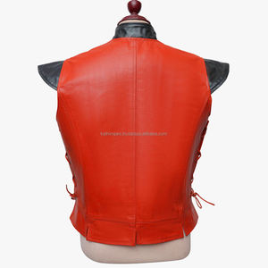 High Quality Wholesale Buckle Breathable Handmade 2 Side Laced <b>Red</b> Leather <b>Vest</b> OEM Service - Product Image 3