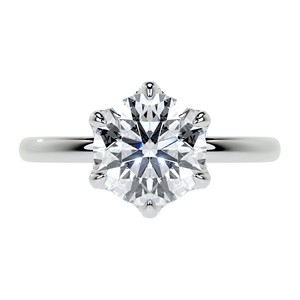 Anillo de compromiso de oro blanco macizo de 18 quilates con moissanita VVS1 de corte brillante redondo para ella, anillo de compromiso con halo oculto. - Product Image 1