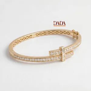 Exclusiva Pulsera Abierta con Diamantes Cultivados en Laboratorio para Mujer, Chapada en Oro de 14K y Rodio, Certificada por IGI, Elegante Brazalete de Diamantes Finos - Product Image 4