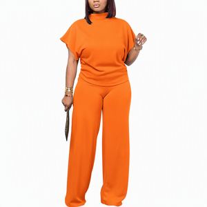 Conjunto de 2 Piezas Tejido para Mujer, Top Blanco sin Mangas con Cuello Alto y Pantalones Anchos, Estilo Casual Holgado para Todas las Temporadas, Color Sólido, Uso Diario - Product Image 3