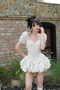 Coshe Thea ชุดเดรสสั้นที่ไม่ซ้ำใครพร้อมแขนพองในโอกาสพิเศษวันที่ดูมีสไตล์เสื้อผ้าลำลองใส่ได้ทุกวัน - Product Image 6