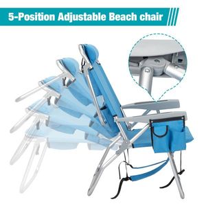 Sedia da Spiaggia Alta 63*70*99cm Blu con Capacità di Carico di 100kg, Tubo in Alluminio Bianco Argento, Tessuto Oxford - Resistente ed Elegante! - Product Image 2