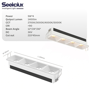 현대식 LED 그릴 다운라이트 천장 COB 매입형 5W 10W 20W 눈부심 방지 가정용 조명 (쇼핑몰, 상점, 사무실용) 4헤드 선형 다운라이트 - Product Image 2
