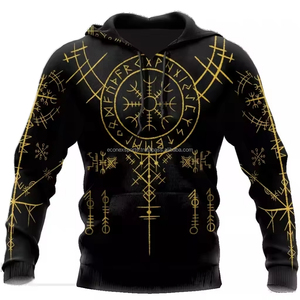 Nordic Autumn Casual Street Wear Men's <b>Hoodie</b> <b>Viking</b> Raven Tattoo 3D Printed Winter Warm Fleece Embroidered Logo Anti-shrink - Product Image 2