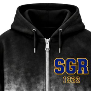 Sudadera con Capucha Oversize para Mujer Sigma Gamma Rho, Color Negro y Blanco, con Letras Griegas Personalizadas, Estilo Casual y Urbano - Product Image 3