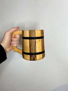 Handcrafted <b>Light</b> Wood <b>Beer</b> Stein Rustic Wooden Mug with Metal Liner - Product Image 4