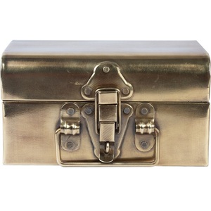 Custom <b>Vintage</b> Brass Finish Metal Trunk <b>Box</b> Riveted Toggle Latch Decorative Container - Product Image 1