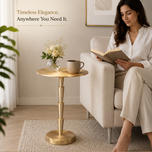 Modern <b>Gold</b> Metal <b>Side</b> <b>Table</b> Round Accent End <b>Table</b> with Tapered Pedestal Base for Living Room, Bedroom & Home Office Hotel - Product Image 3