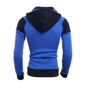 Sweat-shirt à capuche rayé pour homme, fermeture éclair, pull décontracté avec poche, vêtement d'automne, coupe classique, tricot en coton et polyester - Product Image 5