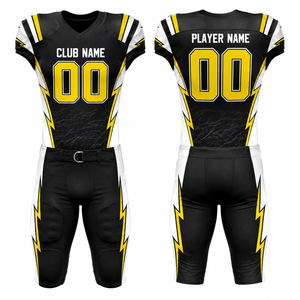 Ensemble de maillots de football américain personnalisés pour hommes Minnesota, noir et jaune, col en V, manches courtes, évacuation de l'humidité, 100 % polyester - Product Image 1