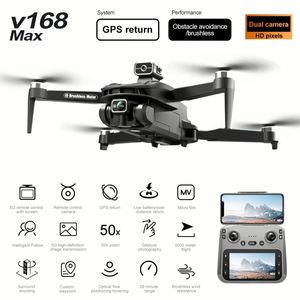 Drone professionnel V168 MAX avec caméra, positionnement GPS, écran, télécommande, évitement d'obstacles quadridirectionnel, moteur sans balais - Product Image 3
