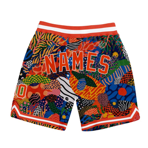 Shorts décontractés pour hommes style urbain graphique, légers, d'été, avec cordon de serrage à la taille, motif flamme, en tissu peigné 100% polyester - Product Image 6