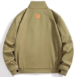 High Quality Autumn Casual Simple Streetwear Plus Size Zipper Fashion Loose Stand Collar Nonwoven <b>Plain</b> Dyed Breathable Bomber - Product Image 3