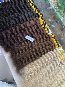 Wholesale Price 100gram Bulk Vietnamese Hair <b>Extensions</b> Super Double Drawn <b>Curly</b> Style Black Length 55cm - Product Image 2