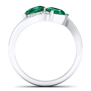 Anillos de compromiso REYES personalizados de plata de ley 925 con moissanita para mujer, joyería artesanal de lujo con esmeralda. - Product Image 4