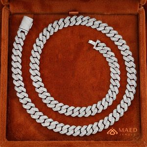 925 Sterling Silver Iced Out Cuban Link Moissanite Engagement <b>Necklace</b> Hip Hop <b>Chain</b> for Men - Product Image 2