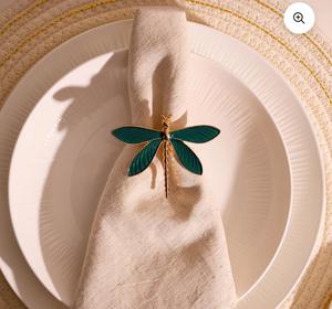 Anillo para servilletas con diseño de libélula, alas verdes, tono dorado, decoración moderna para mesa, accesorio para boda, diseño duradero, 5 cm de ancho - Product Image 3