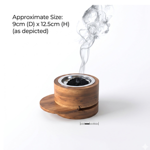 Brûleur à Bakhoor en bois de forme ronde créative, porte-encens arabe moderne à couches superposées pour Oud, cylindre avec coupelle métallique amovible, vente en gros - Product Image 2