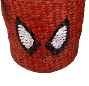 Cesta de Jacinto de Agua Roja Tejida con Forma de Máscara de Araña, Caja de Almacenamiento Decorativa, Contenedor de Juguetes para Niños, Regalo Boho - Product Image 3