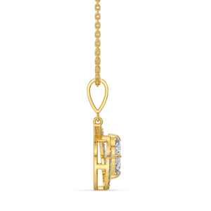 Geometric <b>Emerald</b> Cut Diamond <b>Pendant</b> Necklace In 18K Gold Plated Yellow Gold with Link Chain Unisex Luxury Style - Product Image 3
