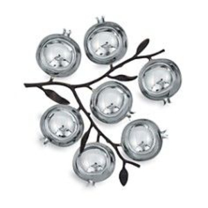 Pomegranate Shape Designer Silver Shiny Polished 7 Compartment Designer Eye Catching Look <b>Nuts</b> & Dry Fruits Serving Luxury Bowl - Product Image 1