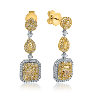 Boucles d'oreilles pendantes classiques pour femmes, plaquées or 18 carats, avec pendentif géométrique en diamant taille poire, bijoux de mariage, boucles d'oreilles tendance en alliage - Product Image 3