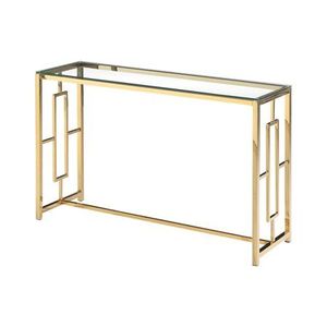 Vintage Style Metal Console <b>Desk</b> With <b>Glass</b> Top Decorative Accent Furniture For Entryway And Hall Areas - Product Image 1