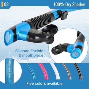 2026Aropec Professionnel 100% Dry Snorkel Tube de plongée flexible en silicone avec clip réglable pour la plongée en apnée OEM/ODM/OBM - Product Image 5