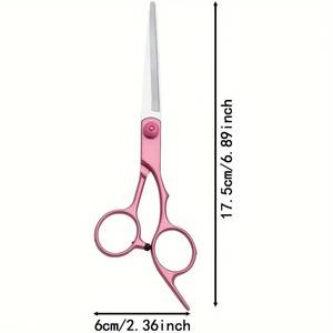 Ciseaux de coiffure professionnels en acier inoxydable, lame tranchante, manche rose, manche long, pour droitiers - Product Image 3