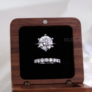 Wunderschönes Brillantes Rundes Solitär-Brautring-Set mit Nachhaltigen Laborgezüchteten Diamanten in Palladium-Fassung mit Sicherer Fassung - Product Image 2