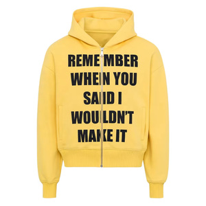 Men's High Street Full <b>Zip</b> <b>Hooded</b> Sweatshirt 100% Cotton Printed Embroidered Patchwork Pullover Fleece Hood - Product Image 1