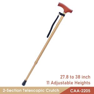 Bastón para caminar de aleación de aluminio ultraligero ajustable con mango de madera Altura ajustable 70,5-96,5 cm 110kg Capacidad de carga - Product Image 3
