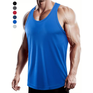 Camisetas sin Mangas para Hombre al por Mayor, Color Azul, para Gimnasio y Fitness, 220 GSM, Chaleco Largo Deportivo Informal con Servicio OEM - Product Image 2