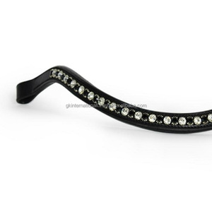 Banda de cejas de caballo de cuero con forma de onda profunda personalizada con cristales en blanco y negro, diamantes de imitación, banda decorativa para cejas - Product Image 2