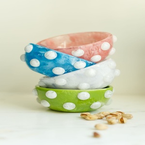 <b>Resin</b> Candy Bowl Pink White Fruit Serving Bowl New Design White Swirl Oven Safe Eco-Friendly Party Tableware for Dates & Snacks - Product Image 4