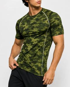 Camiseta Deportiva de Compresión de Manga Corta para Hombre, de Secado Rápido, Corte Ajustado, Cuello Redondo, Tejido de Poliéster Transpirable de 180g, Ropa Deportiva para Gimnasio - Product Image 1