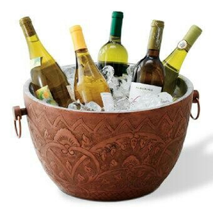 Ornate Floral Galvanized Ice <b>Bucket</b> Beverage Holder with Short Scroll Stand Durable & Portable 5L Capacity Wholesale Prices - Product Image 4